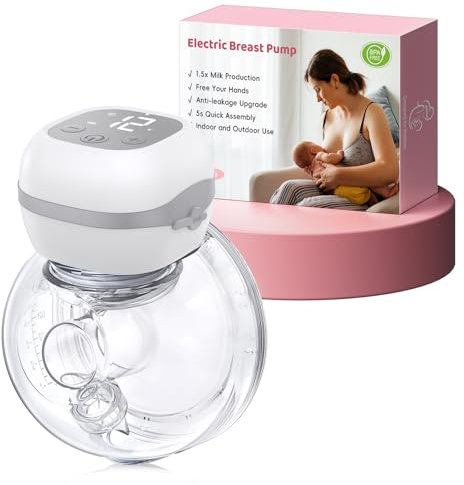 Haokoo Milchpumpe Elektrisch Tragbar Freihändig - 201g BPA-frei Elektrische Milchpumpe für Reisen, 3 Modi und12 Stufen für Büro, Tragbar und handfrei Milchpump(1 Stück)