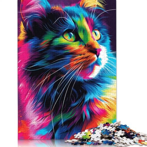 Buntes Comic-Katzen-Puzzle, schwierige Herausforderung, 100% recycelter Karton, Puzzle für Kinder und Erwachsene, 1000 Teile (38 x 26 cm)