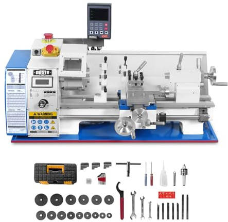 1.5'' Spindle Bore Metal Lathe Machine with DRO 8''x 16''High Precision Brushless Motor Mini 1.5HP Benchtop 0-2500 RPM Variable Speed Metal Working Machine 1.5''Spindle Bore Lathe without Stand,0831VD