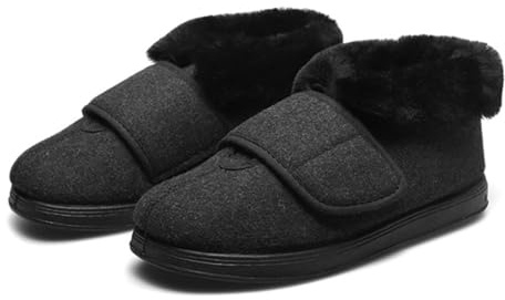Chaussons Diabétiques Femmes Pantoufles Chaud en Peluche Doublure Polaire Orthopedique Chaussures Extra Larges (noir, L, Adulte, 40, Numérique, Système Taille Chaussures EU, Très large)