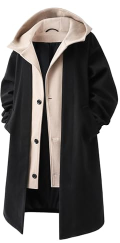 Giacconi Invernali Uomo Parka - Soprabito Uomo Lungo Lana Cappuccio Staccabile Stile Britannico Autunno Inverno Caldo Anorak