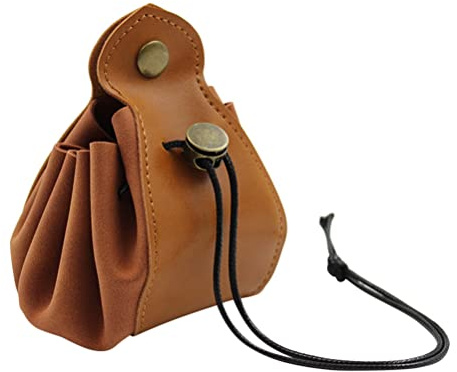 lyrlody Sac à Dés à Cordon, Cuir PU Vintage, Pochette à Dés Portable avec Fermeture Sécurisée pour Pièces de Monnaie et Bijoux, Idéal pour Les Joueurs et Les Voyageurs (Brown)