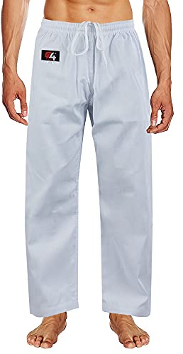 G4 VISION Adult Karate Trousers Martial Arts Student Karate Suit GI Aikido Pant Kung Fu (White, 7/200cm)