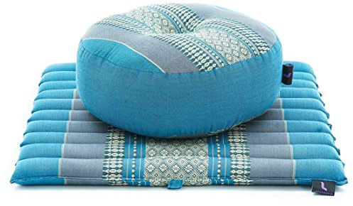 Leewadee Set Meditación Compacto Zafu & Zabuton 50 x 50 cm - Pequeño Kapok Cojín Yoga Zen