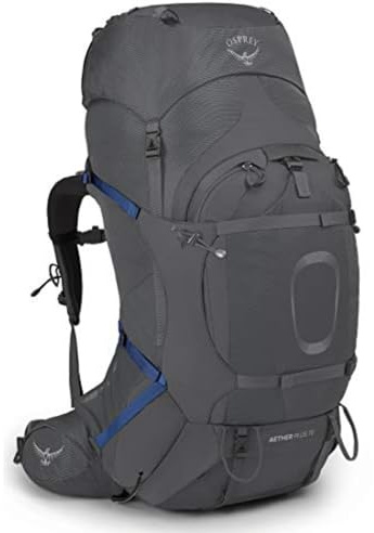 Osprey Aether Plus 70 L Herren Backpacking Rucksack, Eclipse Grey, L/XL