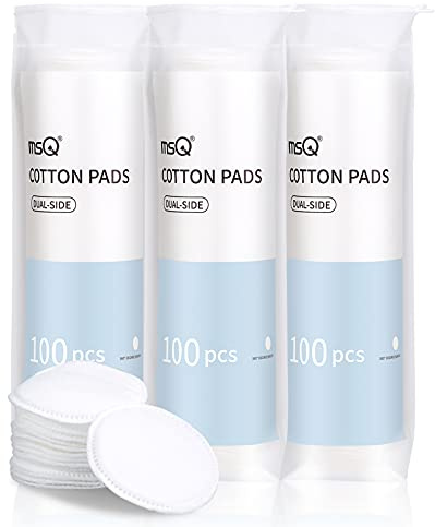 MSQ Cotton Rounds (300 Count), Makeup Remover Pads, Face Cotton Pads, Facial Cleansing Round Cotton Pads, Lint-Free