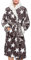 A2Z Womens Fleece Luxury Sherpa Hooded Dressing Gown Star Bathrobe Super Soft Robe Gift for Ladies Size 8 to 24 Grey