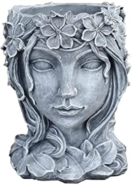 Laluky Sukkulenten-Blumentopf mit weiblichem Kopf, Frauenfigur-Blumentopf, Desktop-Sukkulenten-Blumenhalter, Kunstharz-Sukkulentenvase, kreativer Sukkulenten-Übertopf, Gartentopf für Zuhause, Büro