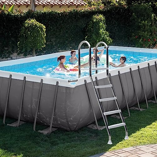 BOTOWI Échelle de Piscine 52 » | pour Les piscines Hors Sol Stage Backyard Pool Home and Porch | 4 étapes 304 Acier Inoxydable | Capacité des escaliers de sécurité jusqu'à 500 LB