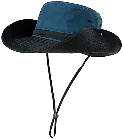 Comhats Herren Sonnenhut mit UV-Schutz, Outdoor Fischerhut, faltbar, Damen Wanderhut, Unisex Buschhut, Sommerhut, Hiking, breiter 50+ Boonie, Gartenhut, Tropenhut, wasserdicht Marineblau L/XL