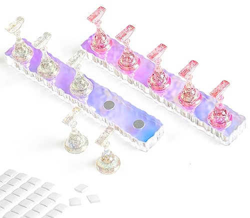 2 Set Nagel Stander für Press on Nails Display，Aurora Acryl-Nagelständer übungshand für nageldesign Magnetische Nagelspitze Nagelübungsständer