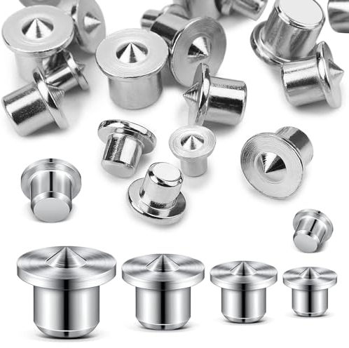 Ziamzra 32 Stück Holzdübel Dübelspitzen Dübel Zentrierspitze Set Edelstahl Dübelhilfe Dübelloch Markierer Holzdübel Set 6/8/10/12 mm Holzdübel Zentrierspitzen für Schränken Holzarbeiten Bohrwerkzeuge