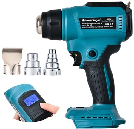 Cordless Heat Gun Compatible with Makita 18V Battery(Not Included), Max 550°C Heavy Duty Hot Air Gun with Overload Protection for Crafting, Shrink Tubing,Vinyl Wrap