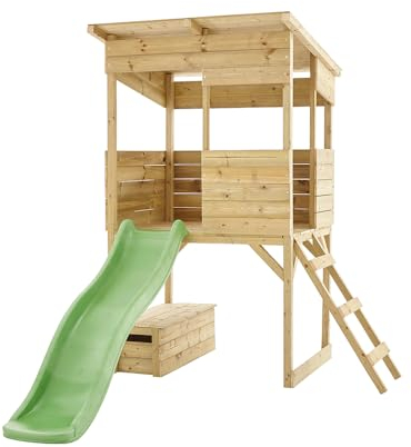Westmann Holz Stelzenhaus Wildnis | Spielhaus mit Rutsche | Natur | 241x167x205 cm