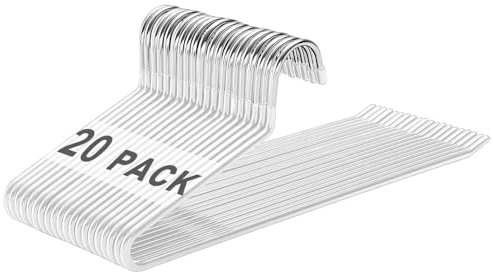 devesanter Grucce per pantaloni, 20 pezzi, in metallo, aperte, salvaspazio, multifunzione, per pantaloni, jeans, asciugamani, sciarpe (bianco)