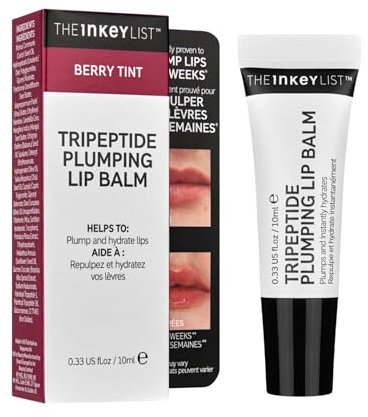 The Inkey List Tripeptide Plumping Lip Balm 10ml | Clinically Proven Plumping Tinted Lip Care | Hydrates Dry Cracked Lips | Vegan & Cruelty Free | Berry Tint