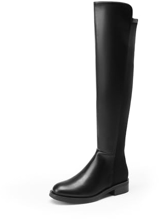 DREAM PAIRS Klassische Damen Overknee Stiefel mit spitzer Zehenpartie und niedrigem Blockabsatz,Size 38,Schwarz-Pu,SDOB2409W