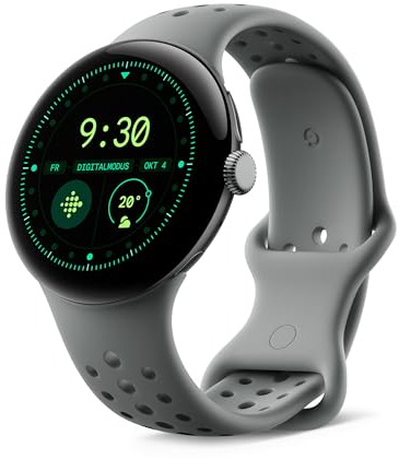 Google Pixel Watch 3 (45 mm) – Android smartwatch with heart rate tracking, advanced running from Fitbit, fitness insights, 24-hour battery – Matte Hazel Aluminium Case – Hazel band – LTE