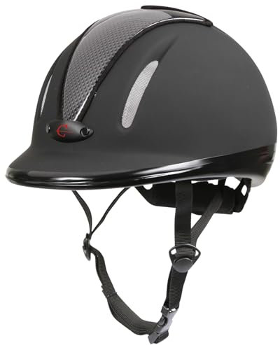 RL24 - Reithelm Carbonic von Covalliero | Reitkappe Kinder, Damen & Herren | mit 3-Punkt-Befestigung & optimalem Belüftungssystem | Helm zum Reiten | Reiterhelm in Anthrazit | Größe XS