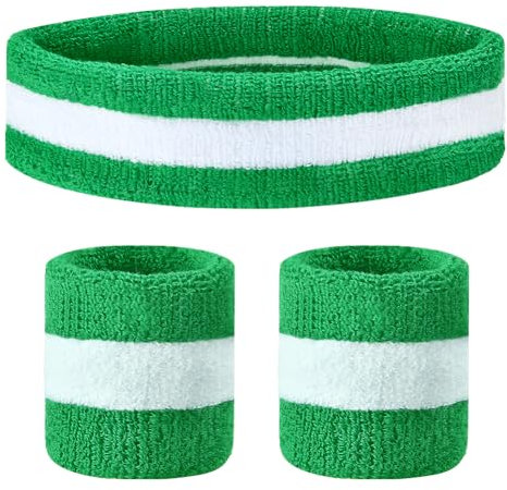 Flintronic 3 Stück Schweißband Set, Schweißbänder Handgelenk, Sportstirnband, Handgelenk, Stirnbänder Feuchtigkeitstransport, für Handball Fußball Tennis