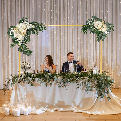 YORFULL Barra de Metal Ajustable para Colgar en la Mesa, Poste de riel con Abrazadera, Soporte de Arco de Globo para cumpleaños, Aniversario, Navidad, Boda, Festivales