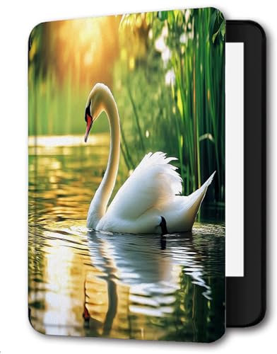 Case for 6 Kindle Paperwhite 5th/6th/7th Generation 2012/2013/2015,Lightweight PU Cover Fit Old Generation Kindle Paperwhite 5 6 7 Gen,Swan On The Lake