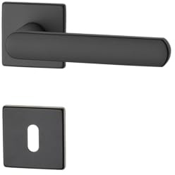 Ghidini Maniglia per porte interne NION, zama, in diverse finiture, con rosetta quadtata 50x50x5 mm e bocchetta foto CHIAVE, adatta per porte con spessore di 38-42mm (ZNO)