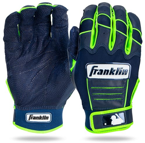 Franklin Sports MLB Schlaghandschuhe CFX Pro Schlaghandschuhe für Erwachsene, Herren und Jugendliche, Baseball- und Softball-Handschuhe, Marineblau/Grün, Größe XL