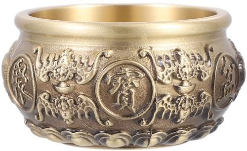 BESTYASH Tazón de tesoro de latón decorativo decorativo estilo chino decoración de mesa para sala de estar y oficina para artículos pequeños regalo y coleccionable 2,36 x 2,36 x 1,46 pulgadas