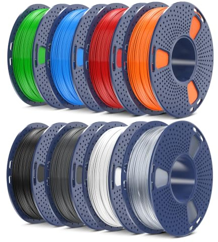 SUNLU 250 g TPU-filament TPU 95A set 8 färger, flexibel 3D-skrivarfilament | Höghastighet 95A TPU, 250 g spole svart + vit + grå + röd + transparent + blå + grön + orange