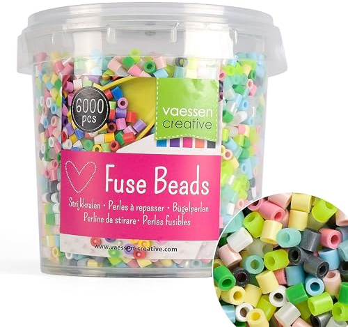 Vaessen Creative Perline a Fusione, Mix Color Pastello, Set di 6000 Pezzi per i Lavori di Fai-da-te con Bambini, per Creare Gioielli, Decorazioni Fatte in Casa e per Altre Idee Ingegnose
