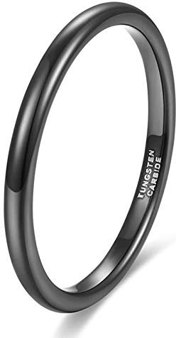 Zakk Ringe Damen Herren Schwarz Wolfram Schmal Schlicht Poliert Ring Verlobungsringe Eheringe Partnerringe 2mm 4mm 6mm 8mm (2mm, 60 (19.1))