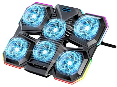 LIANGSTAR Laptop Cooling Pad for 15.6 to 17.3 Inch Laptops, 7 Heights, 4-Mode RGB LED Light, Control Fan Speed, 2 USB Ports, 2023