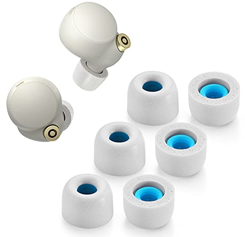 Memory-Schaumstoff-Spitzen für Sony WF-1000XM4, rutschfeste Ersatz-Ohrstöpsel für Sony True Wireless Kopfhörer, passt in die Ladehülle, perfekte Geräuschunterdrückung, 3 Paar (groß, grau)