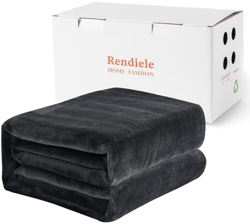 Rendiele Flauschige Decke 125x150cm, Warme Kuscheldecke Winter, Superweiche Wohn- & Kuscheldecken für Couch Sofa - Dunkelgrau