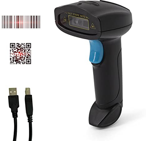 Sunydog Barcode Scanner,1D/2D tragbarer USB-Barcode-Leser, manueller Auslöser/automatisches kontinuierliches Scannen, unterstützt Papiercode, kompatibel mit Windows, Android, Mac, für Supermarkt
