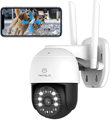 ANTELA Cámara de vigilancia para Exteriores de 8MP, 355°/90°, grabación 24/7, IP65, 50m de visión Nocturna en Color/IR/Inteligente, Audio bidireccional, detección de Movimiento, 2.4GHz