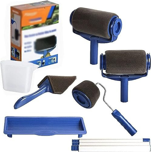 Rouleaux de peinture，Rouleau de façade， Outil de brosse à rouleau de peinture sans couture, bordure floquée, rouleau de peinture murale, pinceau à peinture, rouleau de peinture avec 2 rouleaux