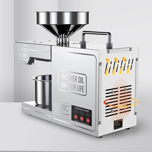 Köksoljepressmaskin, 820W elektrisk automatisk oljepress varm/kall organisk olja, kommersiell oljepressmaskin för avokado, kokoslin, jordnötter, Castor Perilla