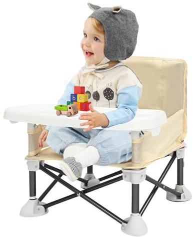 Susoso Reise Sitzerhöhung, Faltbarer Kindersitz mit Tragetasche Belastbarkeit 25kg Länge der Rückenlehne 30cm Sicher und Zuverlässig für Basteln 31x37cm Beige