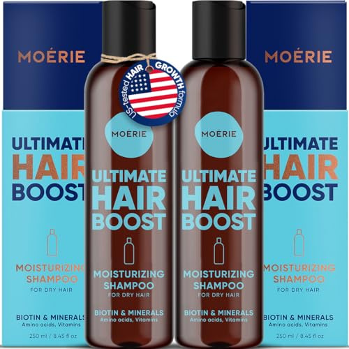 Moerie Hair Growth Shampoo for Men and Women, Hair Loss Solution with Biotin and Rosemary, Moisturizing Shampoo for Thinning Hair – Ultimate Boost for All Hair Types, Double Set