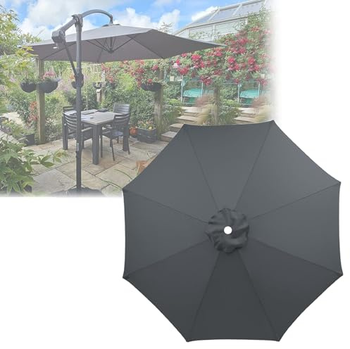 Giardino Copertura Di Ricambio Per Ombrellone, Copertura Di Sostituzione Per Ombrellone A 6/8 Stecche, Impermeabile, UV30+, Durevole, Facile Da Usare Replacement Parasol Canopy(Grays,3M/8Ribs)