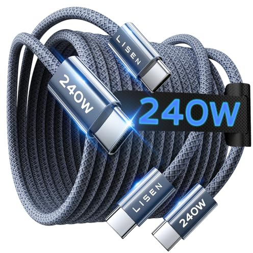 LISEN 240W USB C Kabel 2M, PD 3.1 Schnellladekabel USB C auf USB C 2 Stück
