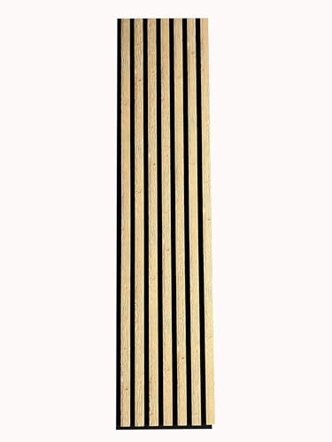 MEBANO. Chêne Naturel Grandson Lot de 4 Panneaux Acoustiques sur Feutre Noir 30x132 cm Panneaux Muraux Acoustiques Absorption Sonore et Décoration Murale élégante Panneaux Muraux en MDF