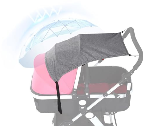 Furforstk Solsegel barnvagn uv skydd 50+ solskydd barnvagn med förvaringspåse justerbart solsegel buggy, effektivt solskydd lätt vattentät, grå