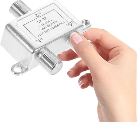 CHICAMPERA Divisor Coaxial 2 Vías 5-2400 MHz para TV y Antena Diseño Resistente para Montaje Vertical y Horizontal, Compatible Señal Satélite y Catv Color Negro