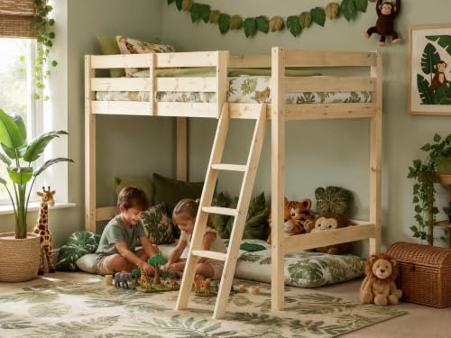 STRICTLY BEDS&BUNKS Oscar High Sleeper Bunk Bed, Heavy Duty Solid Pine 4ft6 Double – Suitable for Adults