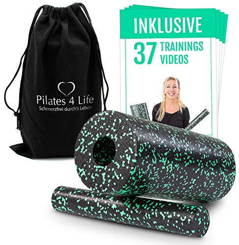 Pilates 4 Life® - 2in1 Faszienrolle - inkl. 90 Min-Spezial-Videokurs für Anfänger - Faszienrollen-Set für straffes Bindegewebe + entspannte Muskeln