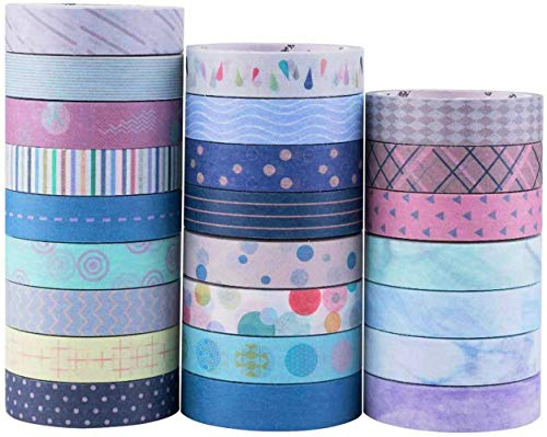 YUBX Washi Tape, 24 rollos de cinta adhesiva decorativa para manualidades, diarios, tarjetas, bocetos