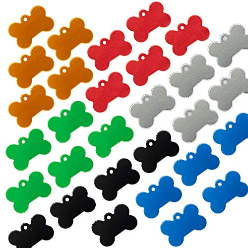 Hundemarken aus Aluminium, blanko, Knochenform, 30 Stück